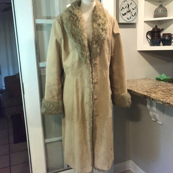 Wilsons Leather Maxima Penny Lane leather faux fur boho Y2K LONG Coat - Picture 11 of 16